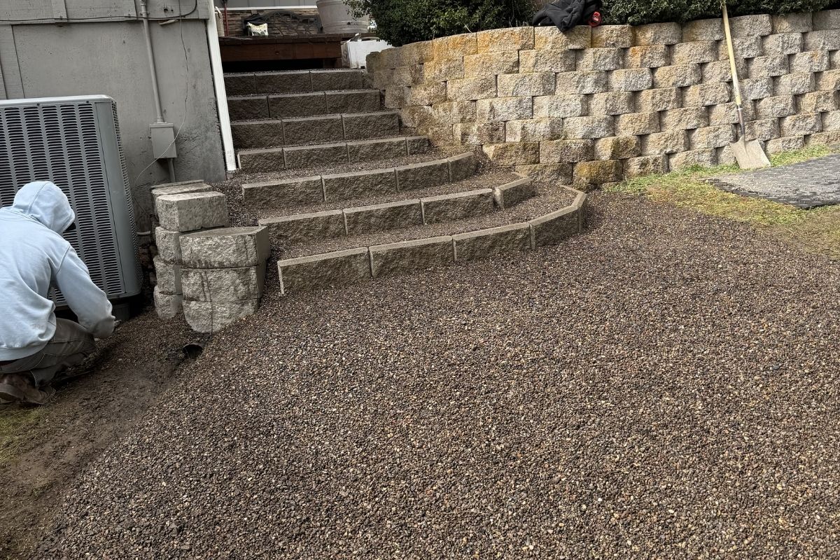 Rebuilt stone steps