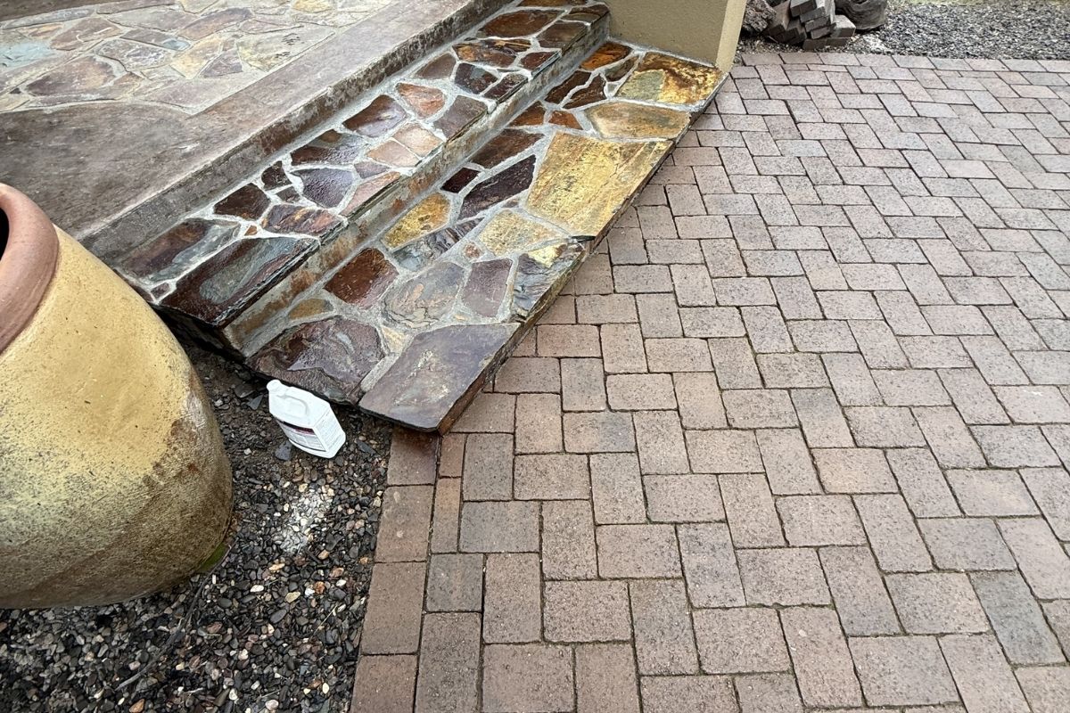 Stone steps installed